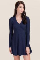Francesca's Harper A-line Knit Dress - Navy