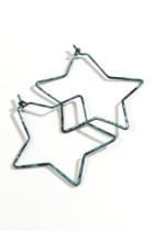 Francesca's Amby Patina Star Hoops - Turquoise