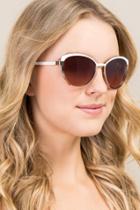 Francesca's Kiera Two Tone Cat Eye Sunglasses - White