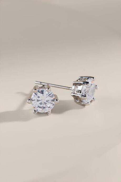 Francesca's Melinda Round Crystal Studs - Crystal