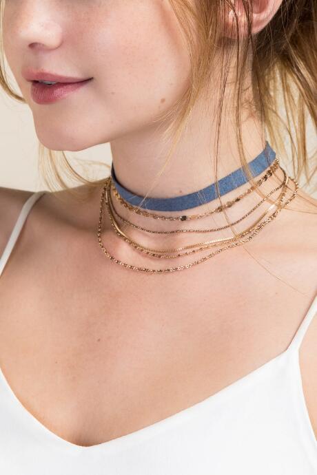 Francesca's Raquel Cascading Choker Set - Blue