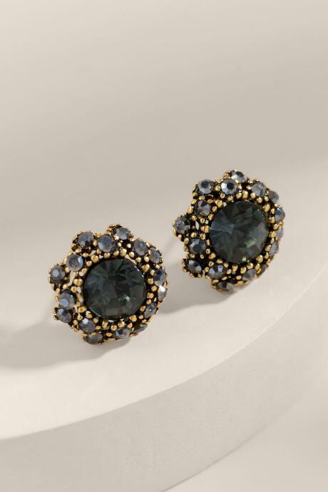 Francesca's Audrey Pav Trim Stud Earrings - Black