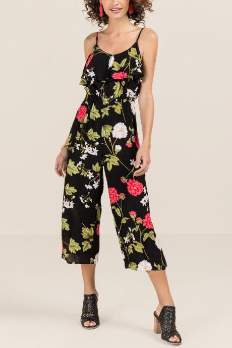 Francesca Inchess Dulcie Floral Ruffle Top Jumper - Black