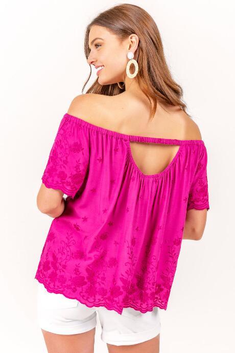 Francesca's Isabella Off The Shoulder Top - Magenta