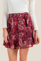 Francesca's Wylie Burn Out Velvet Skirt - Purple