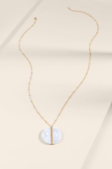 Francesca's Aniyah Inset Crescent Pendant Necklace - Ivory