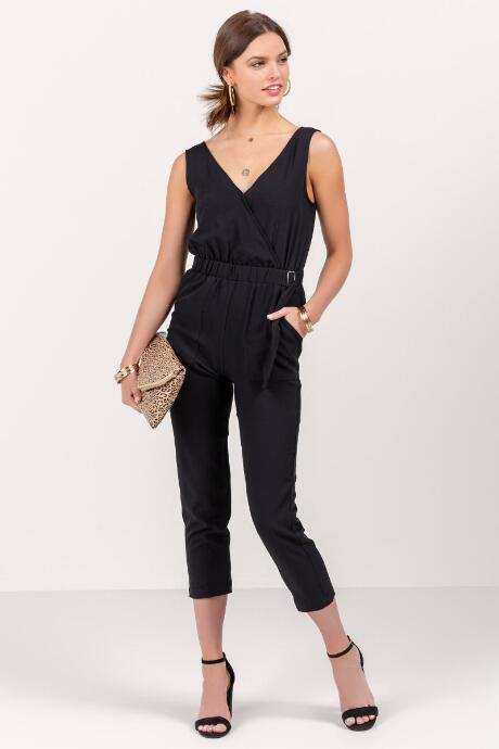 Francesca Inchess Megan Front Tie Jumpsuit - Black