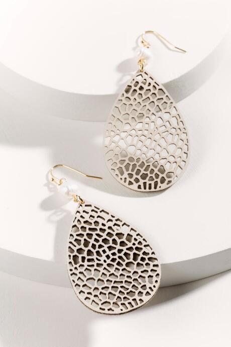 Francesca's Mira Leather Drop Earrings - Ivory