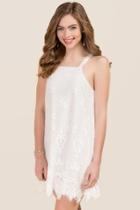Francesca's Toni Floral Lace Net Shift Dress - White