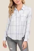 Francesca's Andi Pearl Button Split Back Button Down - Ivory