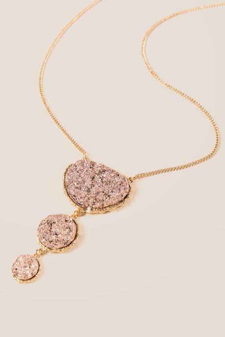 Francesca Inchess Urelli Druzy Stone Pendant In Rose Gold - Rose/gold