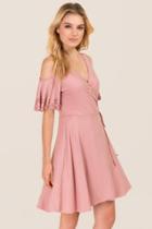 Ayla Sidney Cold Shoulder Knit Wrap Dress - Rose