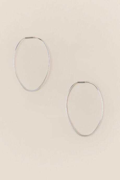 Francesca's Mya Thin Oval Hoop Earring - Silver