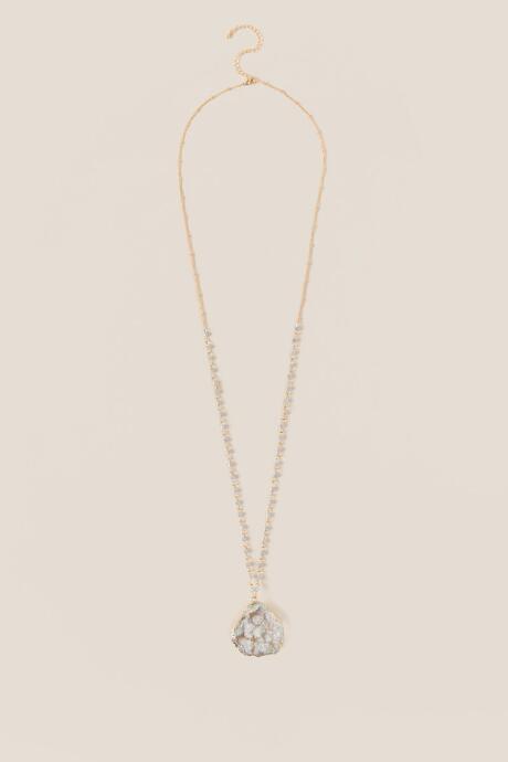 Francescas Ainsleigh Druzy Pendant Necklace - Light Blue