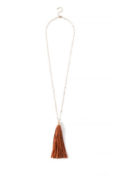 Francesca's Game Day Tassel Necklace In Burnt Orange - Orange