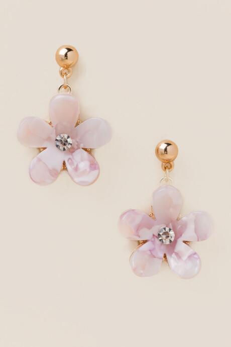 Francesca's Reina Floral Drop Earrings In Blush - Blush