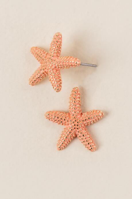 Francesca's Starfish Stud Earring In Coral - Coral