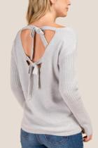Francesca's Angela Bow Back Sweater - Heather Gray
