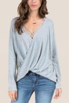 Francesca's Dayna Hi Lo Surplus Tee - Heather Gray