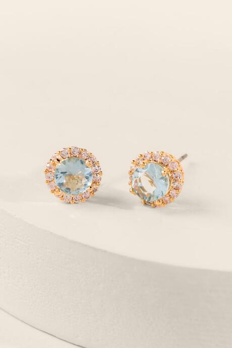 Francesca's Leila Crystal Trim Stud Earrings - Light Blue