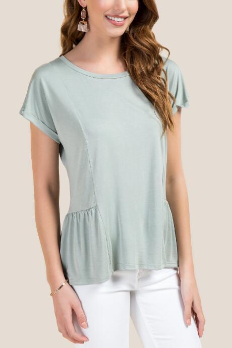 Francesca's Amity Drop Waist Peplum Cupro Top - Mint