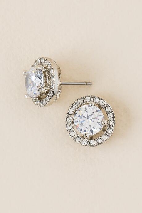 Francesca's Tracy Cubic Zirconia Stud Earring In Silver - Crystal