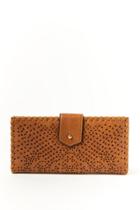 Francesca Inchess Aubrey Perforated Flat Tab Wallet - Cognac