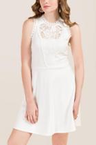 Francesca's Celeste Hi-neck Combo A-line Dress - White