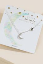 Francesca's Betty Star And Moon Necklace - Silver
