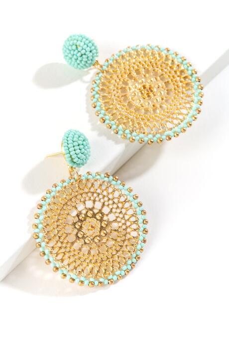 Francesca's Adriana Filigree Circle Drop Earrings - Turquoise