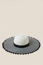 Francescas Venetia Striped Floppy Hat - Black/white