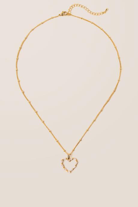 Francesca's Open Heart Pendant Necklace - Gold