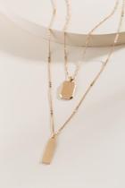 Francesca's Layered Dog Tag Necklace - Gold