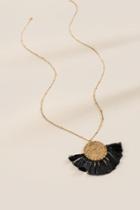 Francesca's Ariel Worn Coin Tassel Pendant Necklace - Black