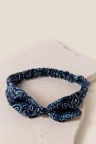 Francesca's Marlena Bandanna Bow Headwrap - Navy
