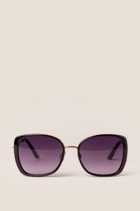 Francesca's Diane Square Gold Sunglasses - Black