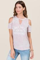 Alya Wake Me Up For The Weekend Graphic Tee - Mauve