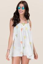 Francescas Charlene Embroidered Cacti Cover-up - White