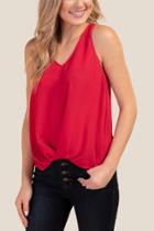 Francesca's Angelina Twist Front Tank Top - Red