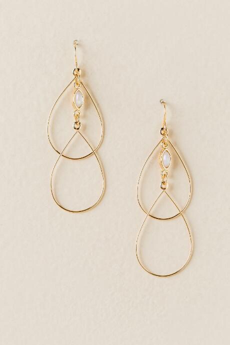 Francesca's Edloe Double Teardrop Earring - Pearl