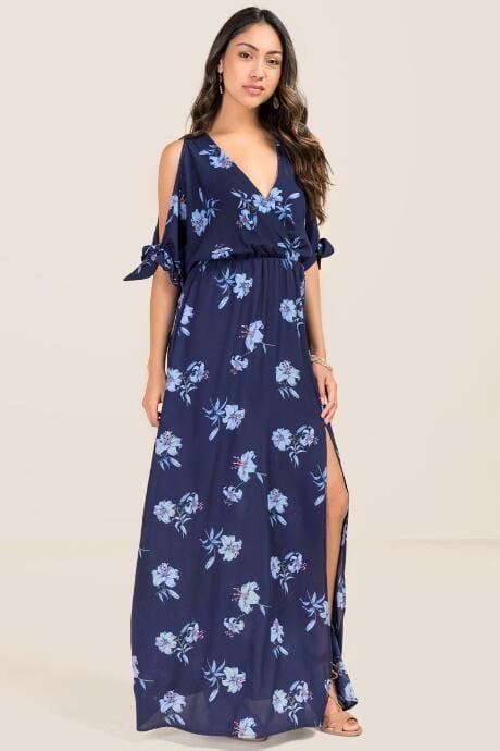 Mi Ami Eloisa Floral Wrap Maxi Dress - Navy