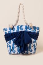 Francesca's Connie Seahorse And Sarong Beach Tote - Blue