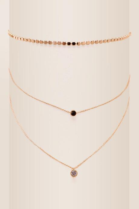 Francesca's Halsey Cubic Zirconia Choker Set - Gold