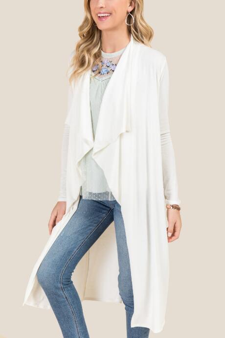 Francesca Inchess Margot Draped Front Duster Cardigan - Ivory