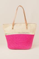 Francesca's Marcy Colorblock Beach Tote - Neon Pink