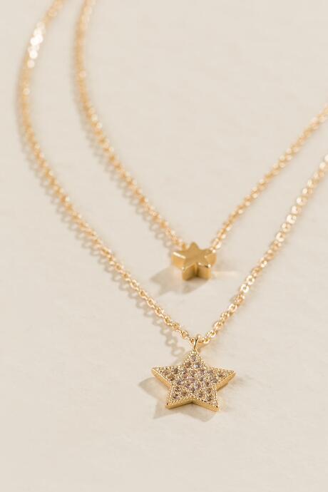 Francesca's Stella Layered Star Necklace - Gold