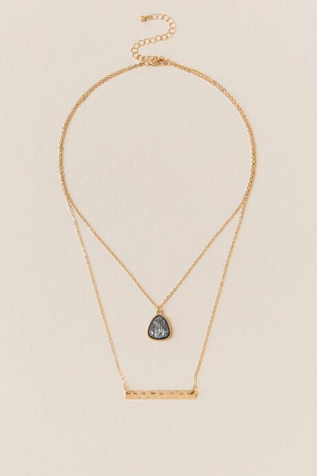 Francesca Inchess Bolivia Layered Druzy Necklace - Hematite
