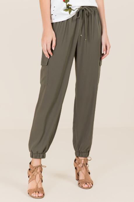 Blue Rain Sabri Beaded String Cargo Jogger Pant - Dark Olive