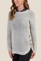 Francesca's Brielle Side Button Sweater - Heather Gray