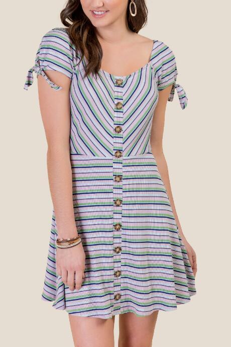 Francesca's Piper Button Front Dress - Lavender